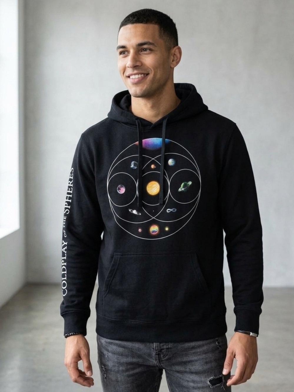 Coldplay Music Of The Spheres Hoodie Black Tour Merch Y2K Streetwear Graphic M